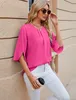 ASKSA Damen Bluse 3/4 aermel Plissee Rundhals Chiffon Produktbild-Vorschau 6