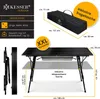 A diagram showing the dimensions and features of a foldable camping table. Produktbild-Vorschau