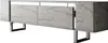 A modern TV stand with a marble-like finish and sleek metallic legs. Voir les images du produit