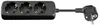 A black power strip with three outlets and a plug on a white background. Anteprima dell’immagine prodotto