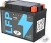 A black battery with blue and white labeling, placed on a white background. Voir les images du produit