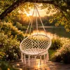 KIK KX7629 Závěsné křeslo s třásněmi 80 cm, béžové Podgląd zdjęcia produktu 3