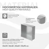 An advertisement showcasing a shower niche with text highlighting its material and features. Náhled obrázku produktu