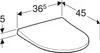 A diagram showing the dimensions of a toilet seat. Produktbild-Vorschau