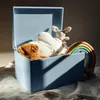 Creative Deco XXL Blauwe Houten Doos met Deksel Opbergdoos, Productafbeelding-voorbeeld 2