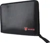 A black fireproof document bag with a red logo on the front. Produktbild-Vorschau