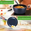 A collage showing a pot of food being cooked and a frying pan with a fried egg being poured onto a plate. Anteprima dell’immagine prodotto