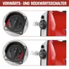 Close-up views of a pipe cleaning machine's forward and reverse switch mechanism, illustrating its operation with red arrows indicating movement. Produktbild-Vorschau