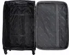 The interior of an open black suitcase with gray lining and straps. Náhled obrázku produktu