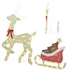 Outsunny LED Rentier mit Schlitten 125 cm Weihnachtsdeko Produktbild-Vorschau 1