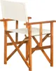 A white canvas director's chair with a wooden frame, shown from a side-angle. Produktbild-Vorschau