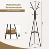 A product image collage showing a black coat rack with dimensions and details. Produktbild-Vorschau