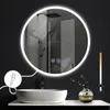 A round LED bathroom mirror with a built-in shower and sink is displayed. Produktbild-Vorschau