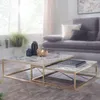 Tavolino di design set di 2 ottiche quadrate in marmo Anteprima dell’immagine prodotto 1