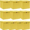 vidaXL Úložné boxy s víkem 10 ks. Žluté 32x32x32 cm Látkové Náhled obrázku produktu 6