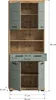 A tall cabinet with doors and shelves, showing dimensions. Produktbild-Vorschau