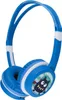 A pair of blue children's headphones with a cartoon monster graphic on the earcups. Náhľad obrázku produktu