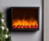 An electric fireplace with LED flames is mounted on a gray wall next to a decorated Christmas tree. Náhled obrázku produktu