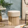 Samthocker aus Holz Beige Produktbild-Vorschau 2