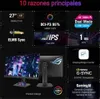 A collage of marketing images and text highlighting the features of a monitor. Produktbild-Vorschau