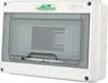A white electrical distribution box with a transparent gray cover. Produktbild-Vorschau
