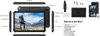 Diagram and product shots of a rugged tablet with its accessories and a list of included items. Produktbild-Vorschau