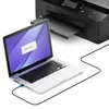 A laptop is connected to a printer via a USB cable, with the laptop screen displaying 'Ready to print...'. Produktbild-Vorschau