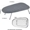 A small ironing board with dimensions shown, and a view of its underside. Produktbild-Vorschau