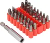 A set of screwdriver bits in a red holder, with one bit attached to a magnetic holder in the foreground. Anteprima dell’immagine prodotto