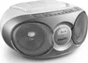 A white and silver Philips CD radio boombox is shown from a slightly elevated front-left angle against a white background. Voir les images du produit