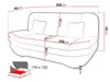 Diagram of a sofa with dimensions and a separate illustration of a mattress. Náhled obrázku produktu