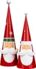 Two decorative Santa Claus figures made of metal, standing side-by-side against a white background. Produktbild-Vorschau