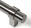 Close-up view of a brushed metal cabinet pull or handle, showing the mounting base and the cylindrical bar. Produktbild-Vorschau
