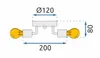 A diagram showing the dimensions of a light fixture. Náhled obrázku produktu