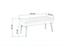 A diagram showing the dimensions of a bench. Voir les images du produit