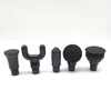 A set of five black massage gun attachments are displayed against a white background. Produktbild-Vorschau
