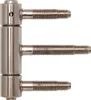 A close-up studio shot of a metal hinge with threaded screws. Produktbild-Vorschau