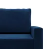 A close-up view of the corner of a dark blue sofa. Produktbild-Vorschau