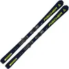 A pair of navy blue skis with yellow branding and black bindings, presented on a white background. Anteprima dell’immagine prodotto