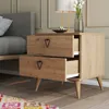 A bedside table with two drawers next to a bed. Produktbild-Vorschau