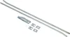 A set of garage door hardware, including two long metal bars and a latch mechanism with accompanying brackets and screws, laid out on a white background. Produktbild-Vorschau