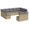 Design 11-tlg. Garten-Sofagarnitur mit Kissen Beige Poly Produktbild-Vorschau 2