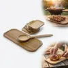 Set aus 6+1 Buchenholz-Servierplatten mit Holzlöffel für Produktbild-Vorschau 1