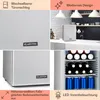 Collage showing a mini refrigerator with different features and contents. Produktbild-Vorschau