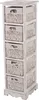 A tall, narrow chest of drawers with five woven baskets as drawers, set against a white background. Podgląd zdjęcia produktu