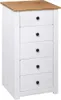 A tall, narrow chest of drawers with a wooden top and white drawers. Náhled obrázku produktu