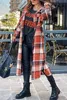ASKSA Damen Kariertes Lange Hemdjacke Taschen Knöpfen Produktbild-Vorschau 5
