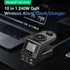 A BlitzWolf BW-FW10 10-in-1 240W GaN Wireless Alarm Clock Charger is shown on a desk next to a laptop. Produktbild-Vorschau