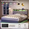 ProximaX Doppelbett 160x200 cm Leinen mit LED, USB-C und Produktbild-Vorschau 6