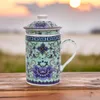 Keramik Teetasse mit Deckel + Sieb für Losen Tee mit (Lila Produktbild-Vorschau 2